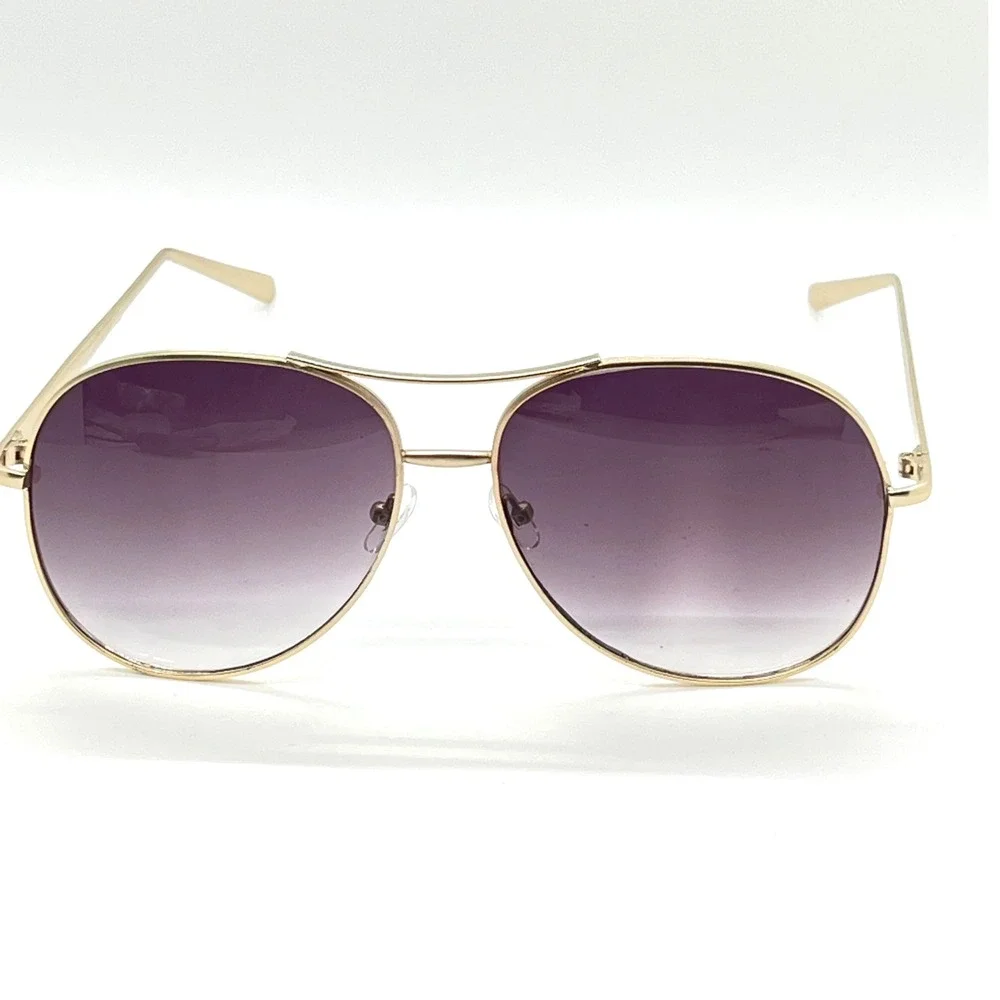 Sunglasses Gold Metal Frame Round Pilot Style UV400 Protection Driving Beach New